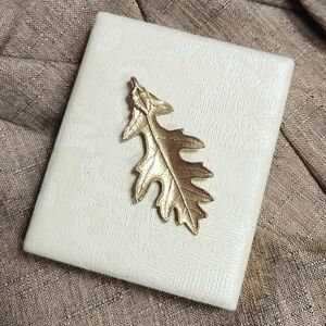 Vintage Gold Toned Metal Leaf Pendant